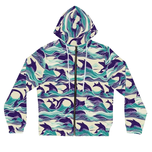 Cerulean Leap on a Women's Full-Zip Hoodie