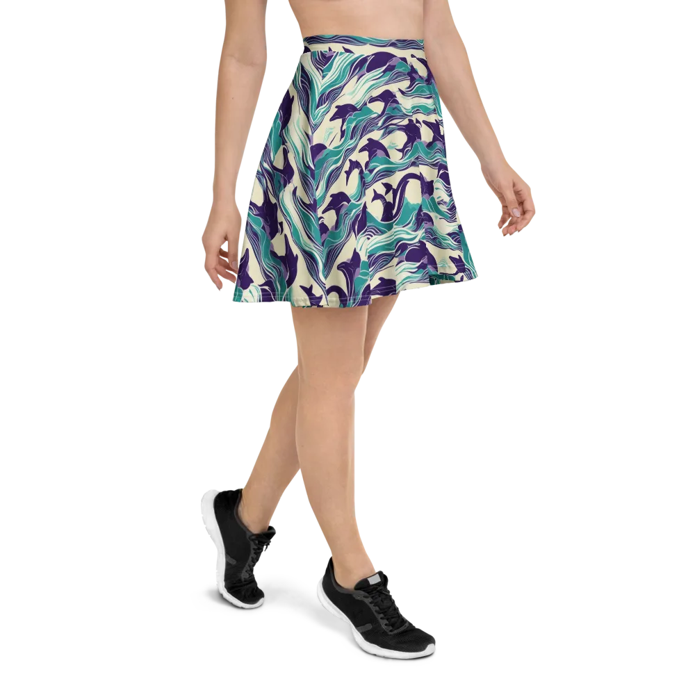 Cerulean Leap on Skater Skirt — Right