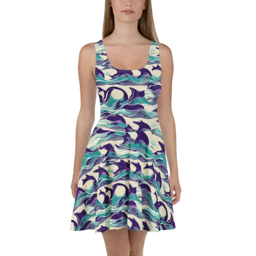 Cerulean Leap on a Skater Dress