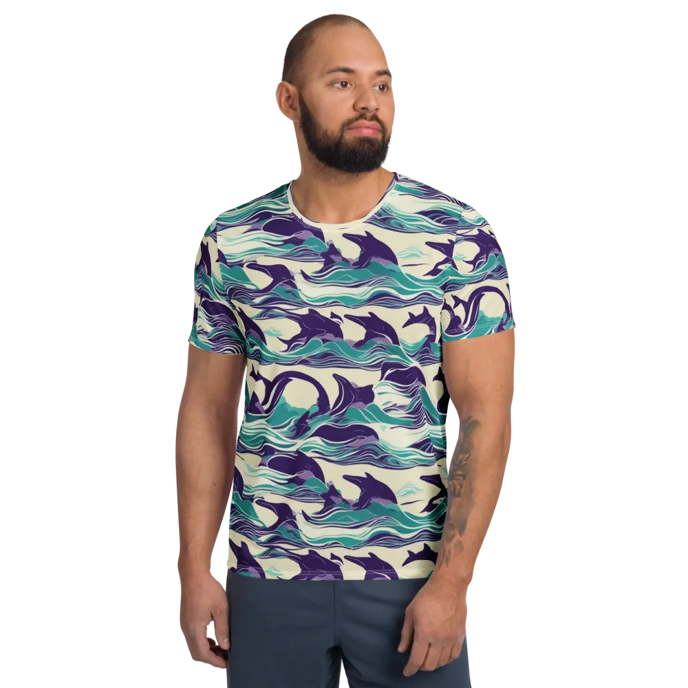 Cerulean Leap on Men's Athletic T-Shirt — Front