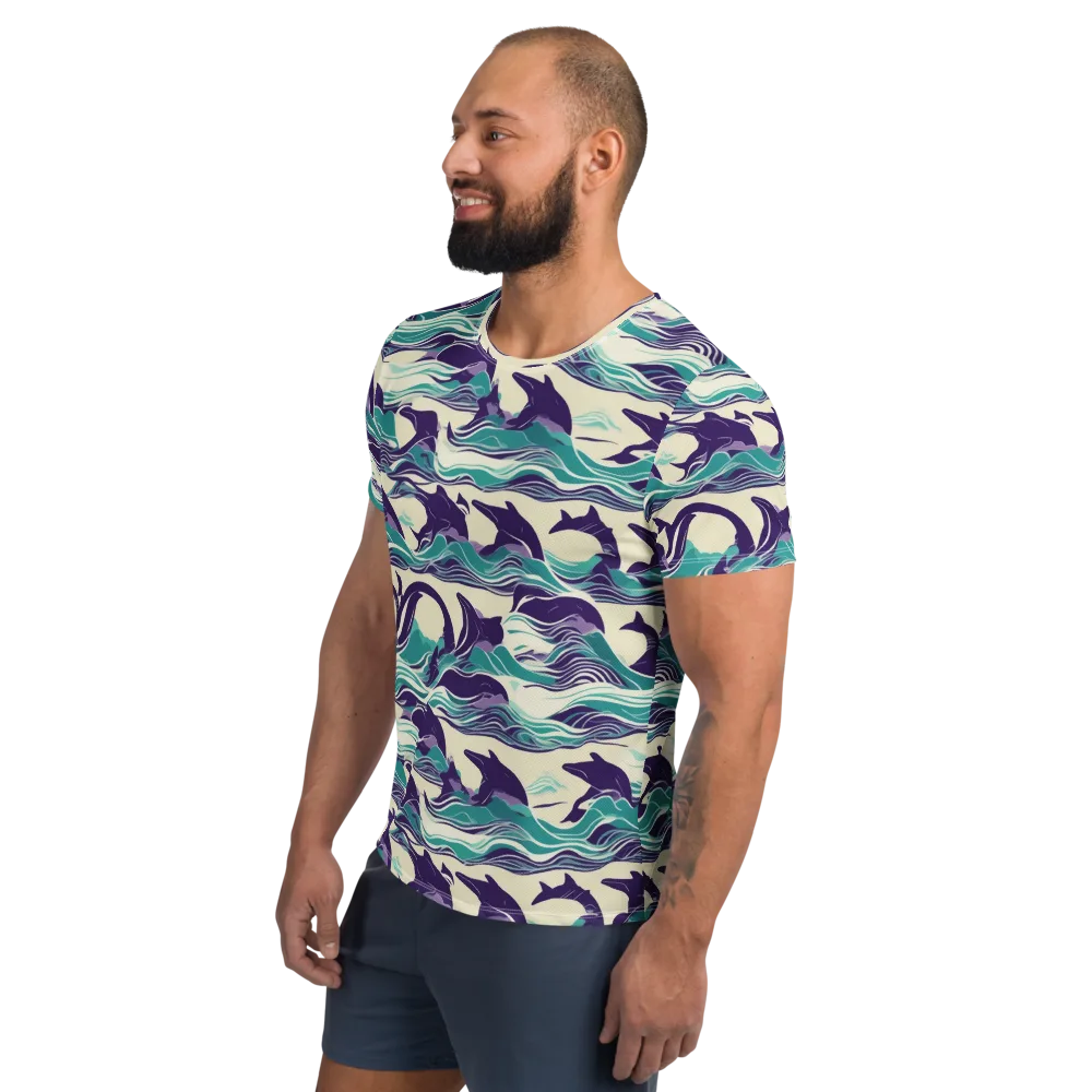 Cerulean Leap on Men's Athletic T-Shirt — Left