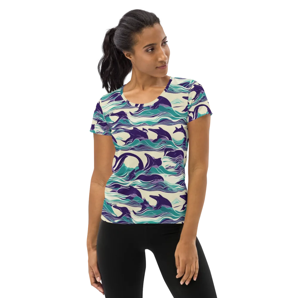 Cerulean Leap on Women's Athletic T-Shirt — Front