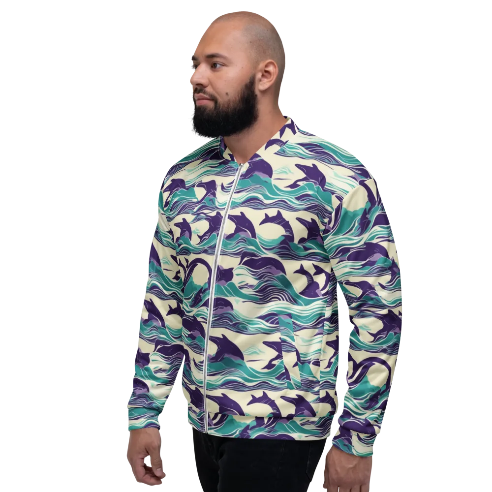 Cerulean Leap on Bomber Jacket — Left