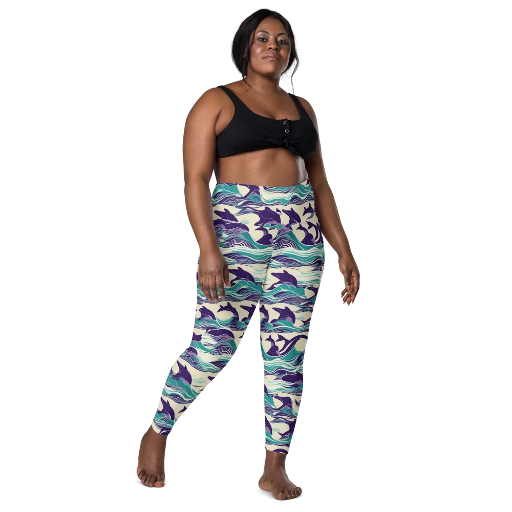 Cerulean Leap on Leggings with Pockets — Front