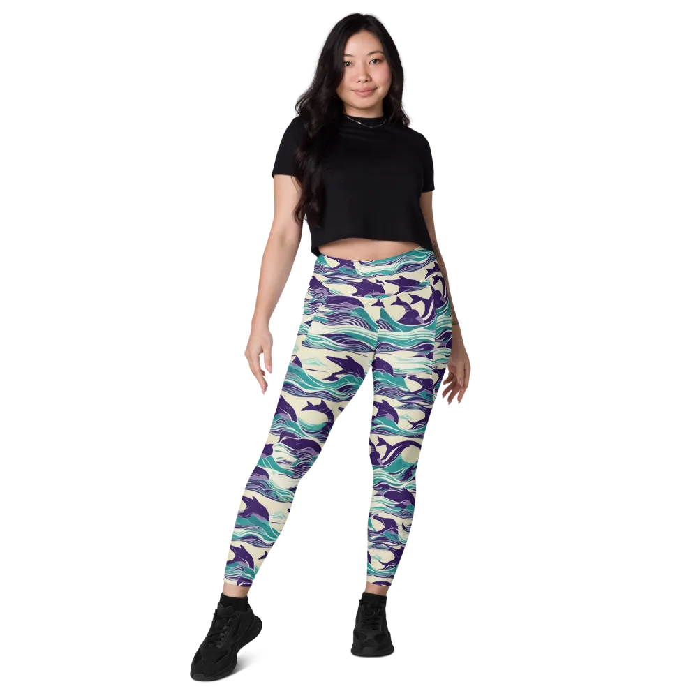 Cerulean Leap on Leggings with Pockets — Front