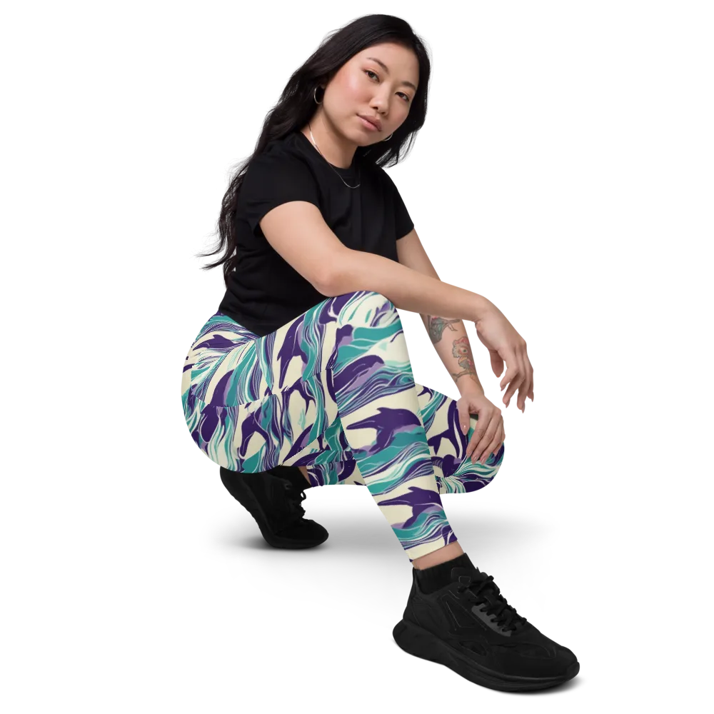 Cerulean Leap on Leggings with Pockets — Right Front
