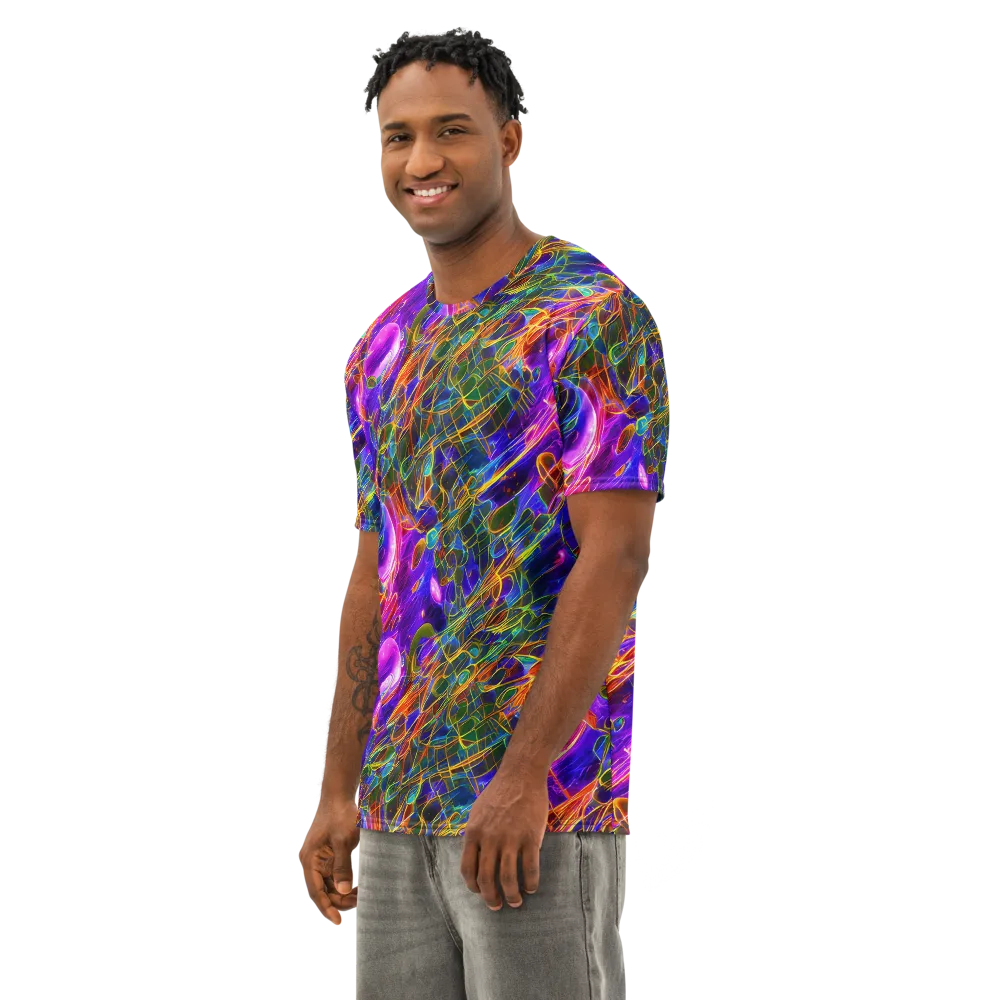 Radiant Tangent on Men's Cotton Crew Neck T-Shirt — Left Front