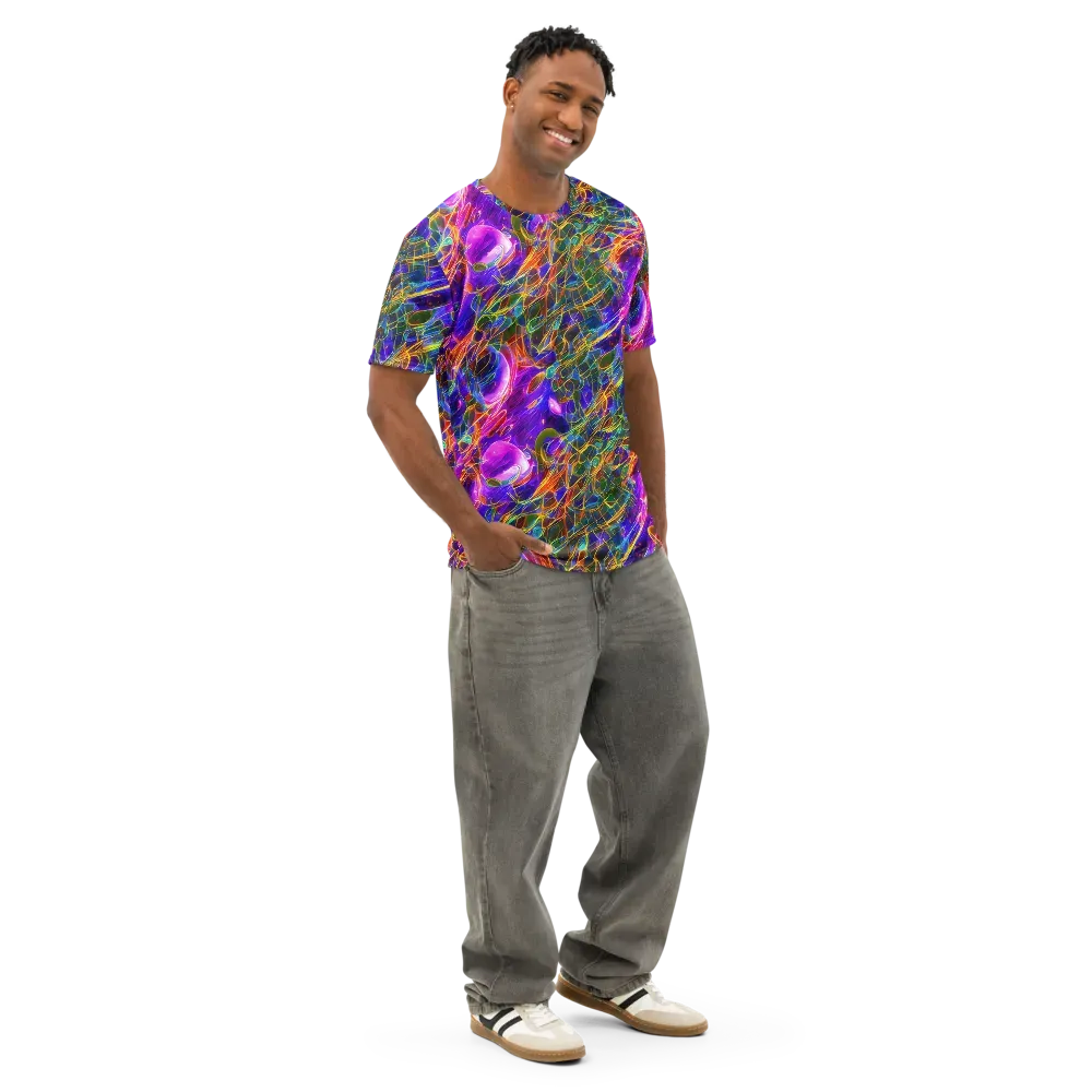 Radiant Tangent on Men's Cotton Crew Neck T-Shirt — Right Front