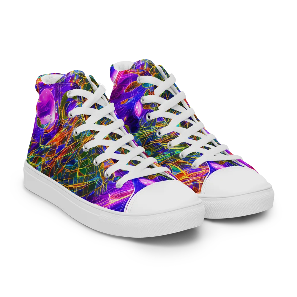 Radiant Tangent on Men's High Top Canvas Shoes — Right Front
