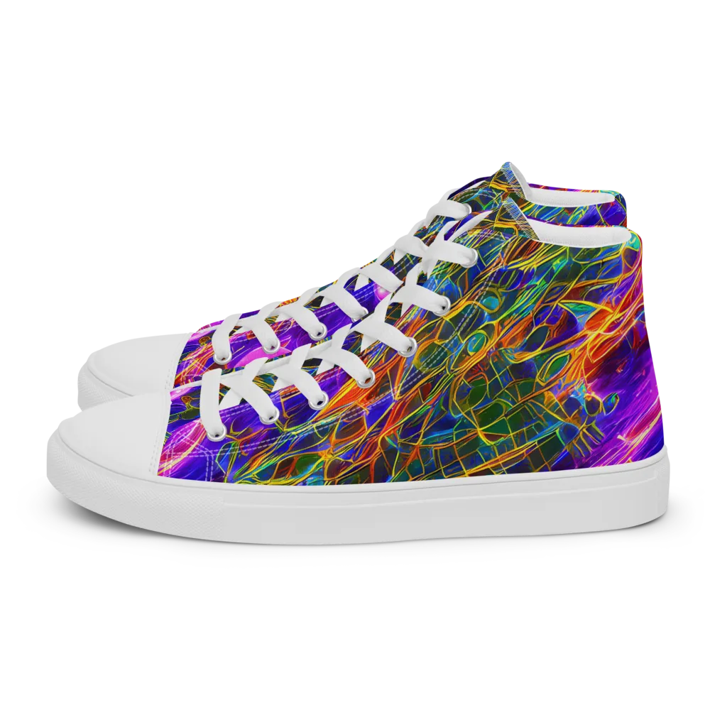 Radiant Tangent on Men's High Top Canvas Shoes — Left