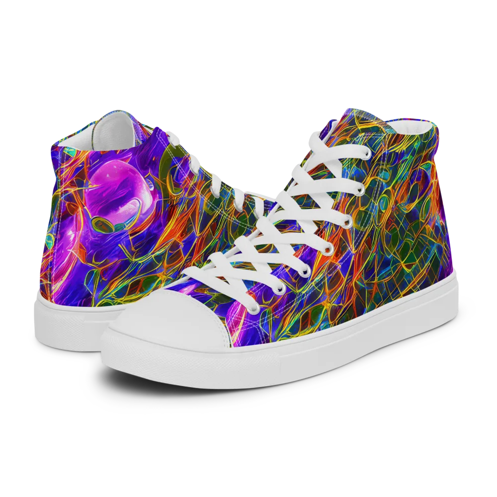Radiant Tangent on Men's High Top Canvas Shoes — Left