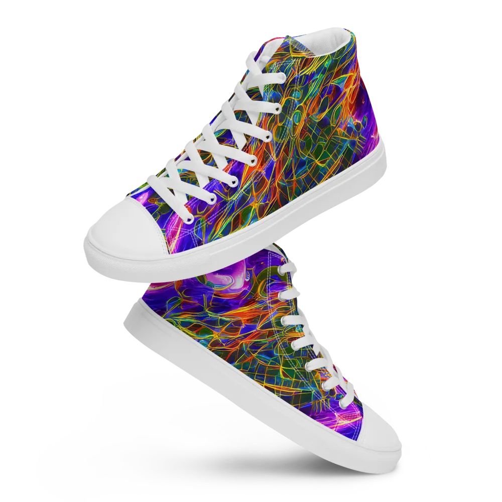 Radiant Tangent on Men's High Top Canvas Shoes — Front
