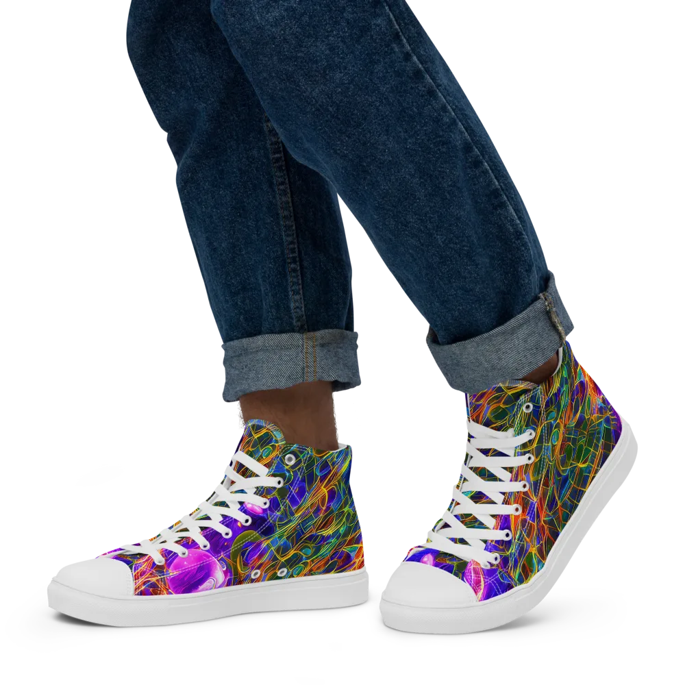 Radiant Tangent on Men's High Top Canvas Shoes — Left