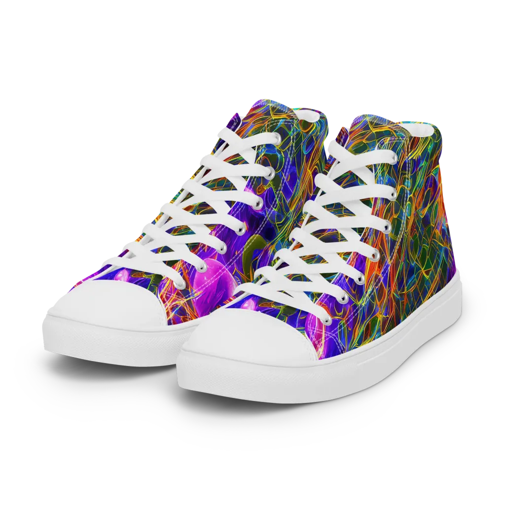 Radiant Tangent on Women's High Top Canvas Shoes — Left Front