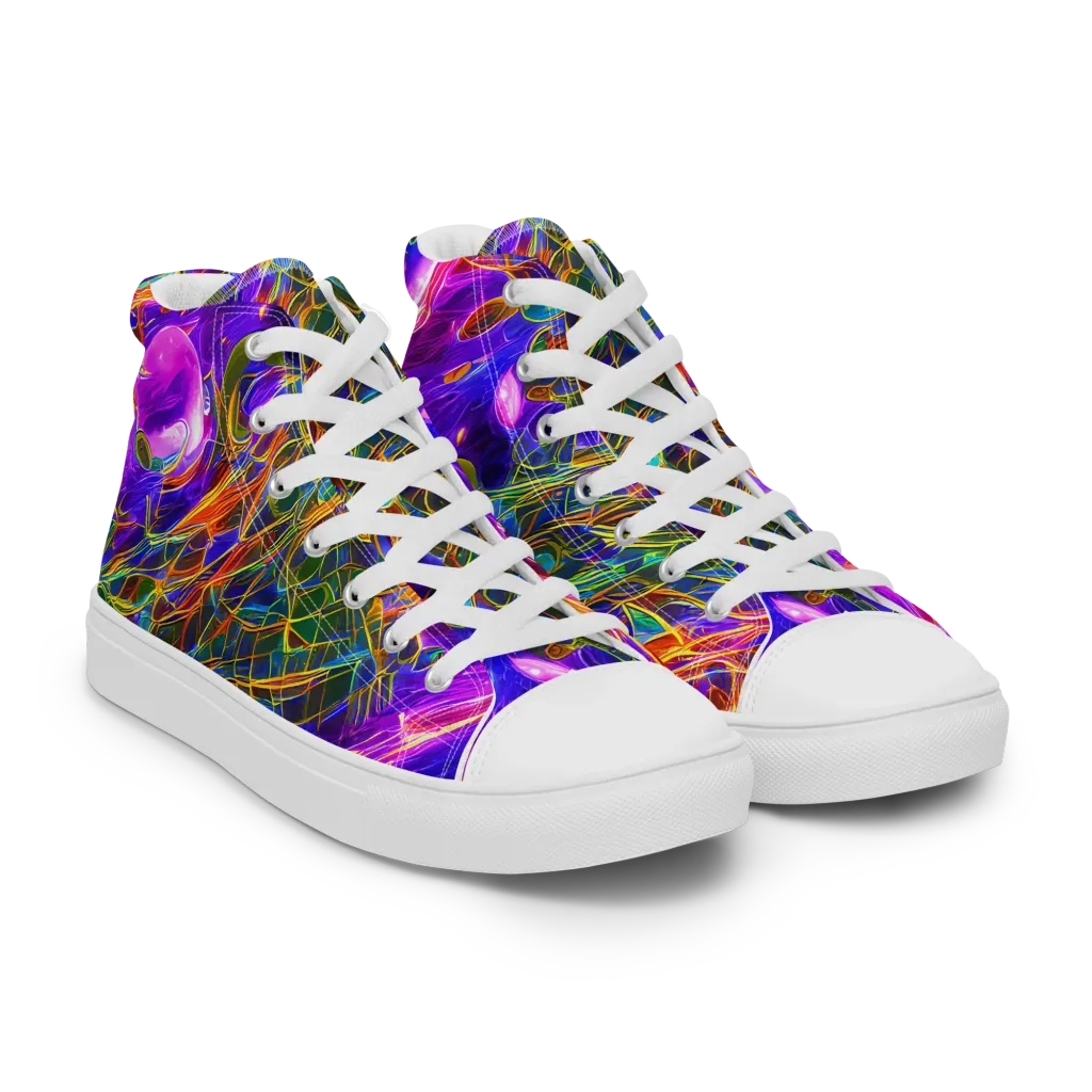 Radiant Tangent on Women's High Top Canvas Shoes — Right Front