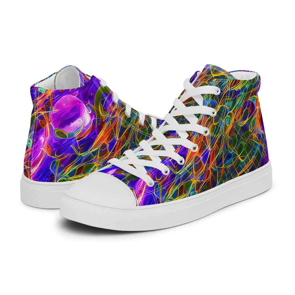 Radiant Tangent on Women's High Top Canvas Shoes — Left