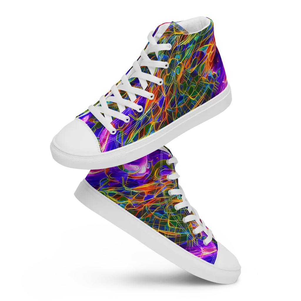 Radiant Tangent on Women's High Top Canvas Shoes — Front