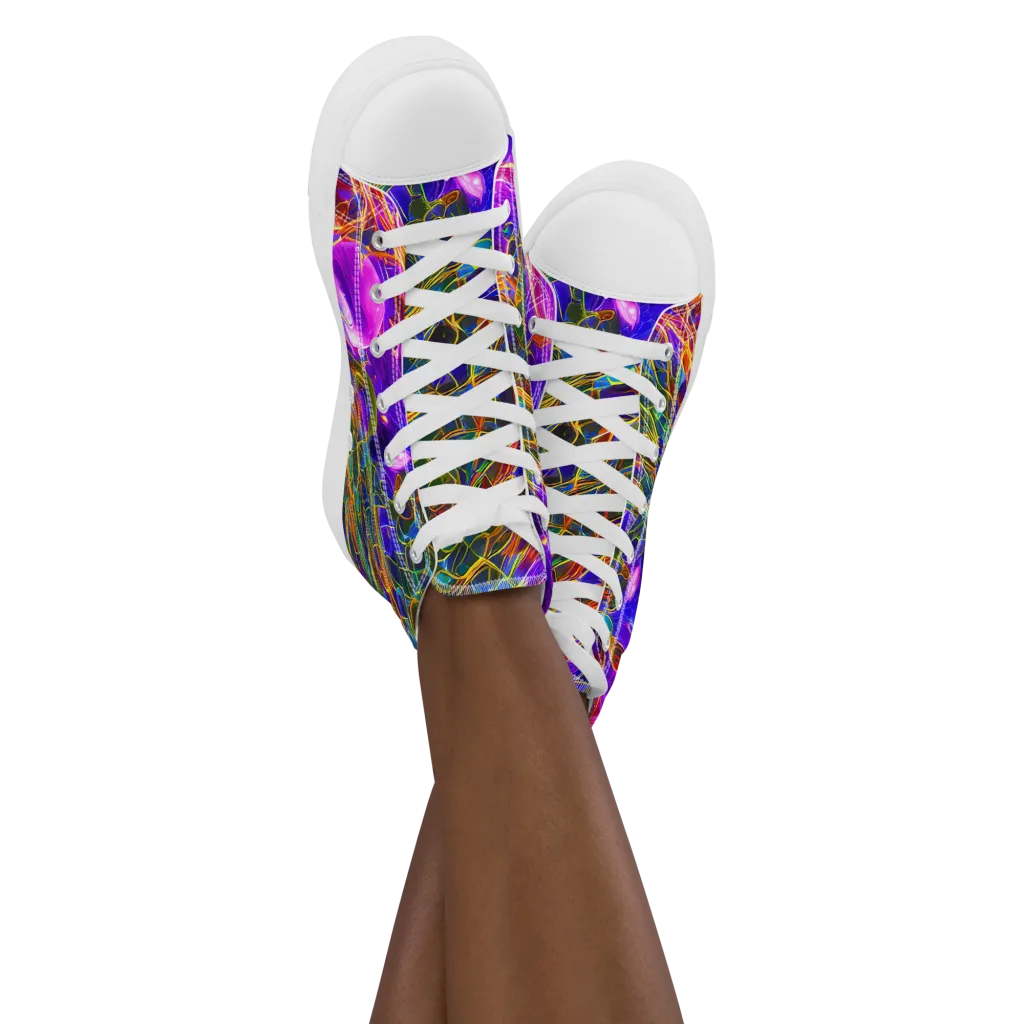 Radiant Tangent on Women's High Top Canvas Shoes — Front