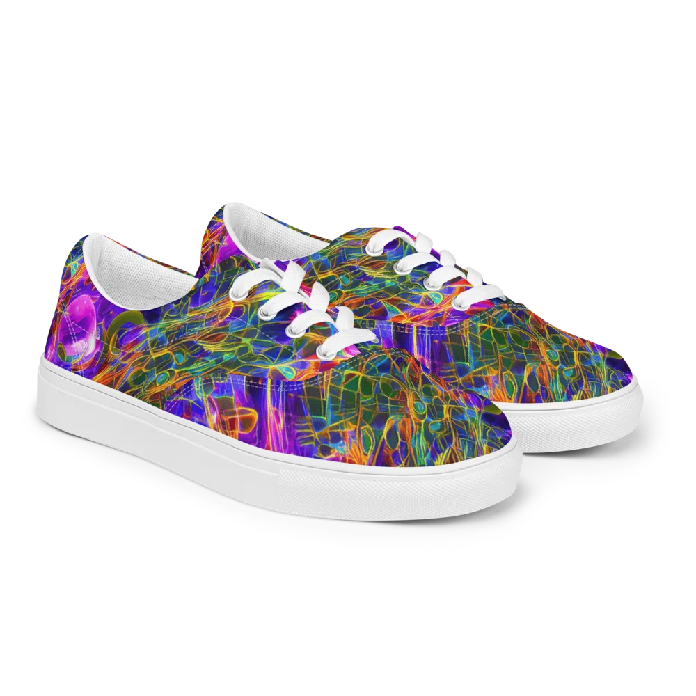 Radiant Tangent on Men's Lace-Up Canvas Shoes — Right Front