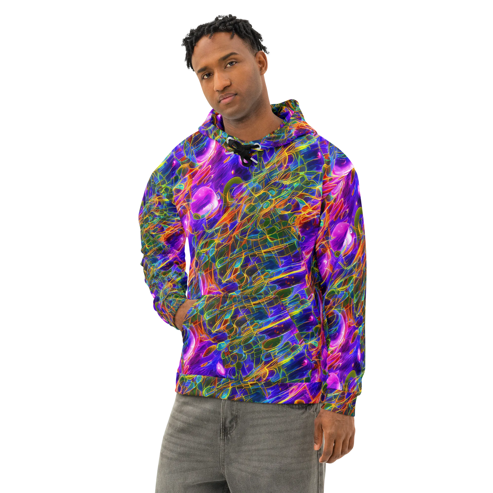 Radiant Tangent on Cotton Hoodie — Left Front