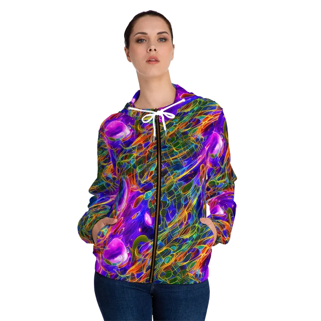 Radiant Tangent on Women's Full-Zip Hoodie — Front On Person