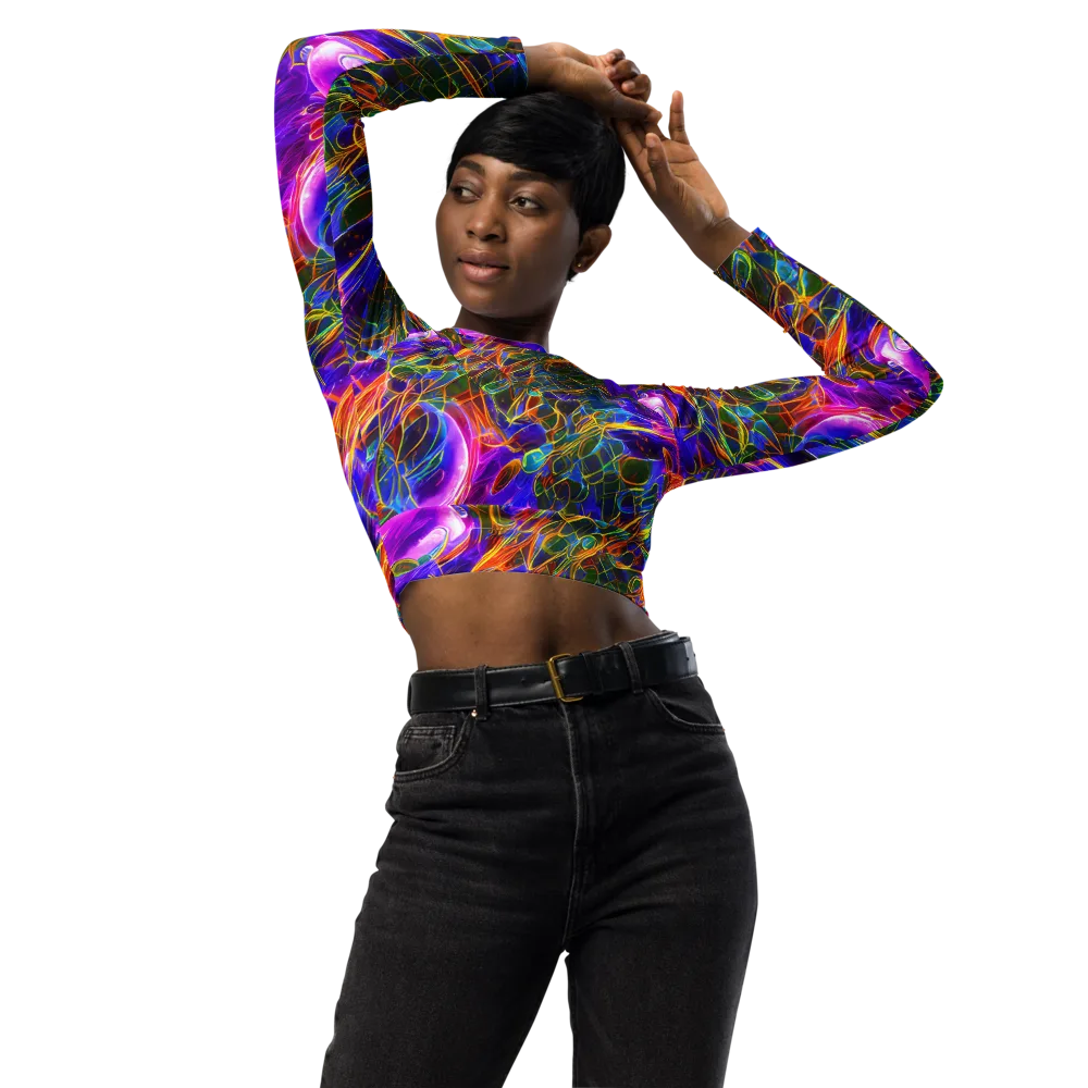 Radiant Tangent on Long Sleeve Crop Top — Front