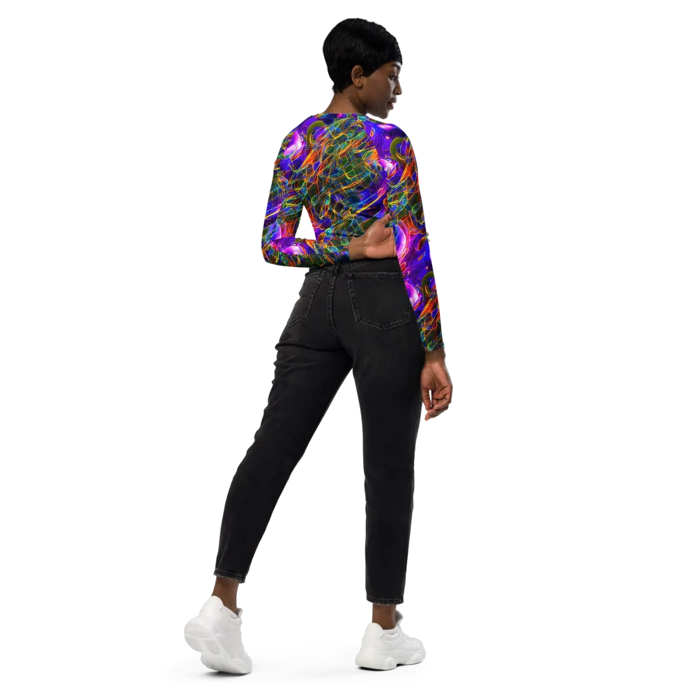 Radiant Tangent on Long Sleeve Crop Top — Right Back