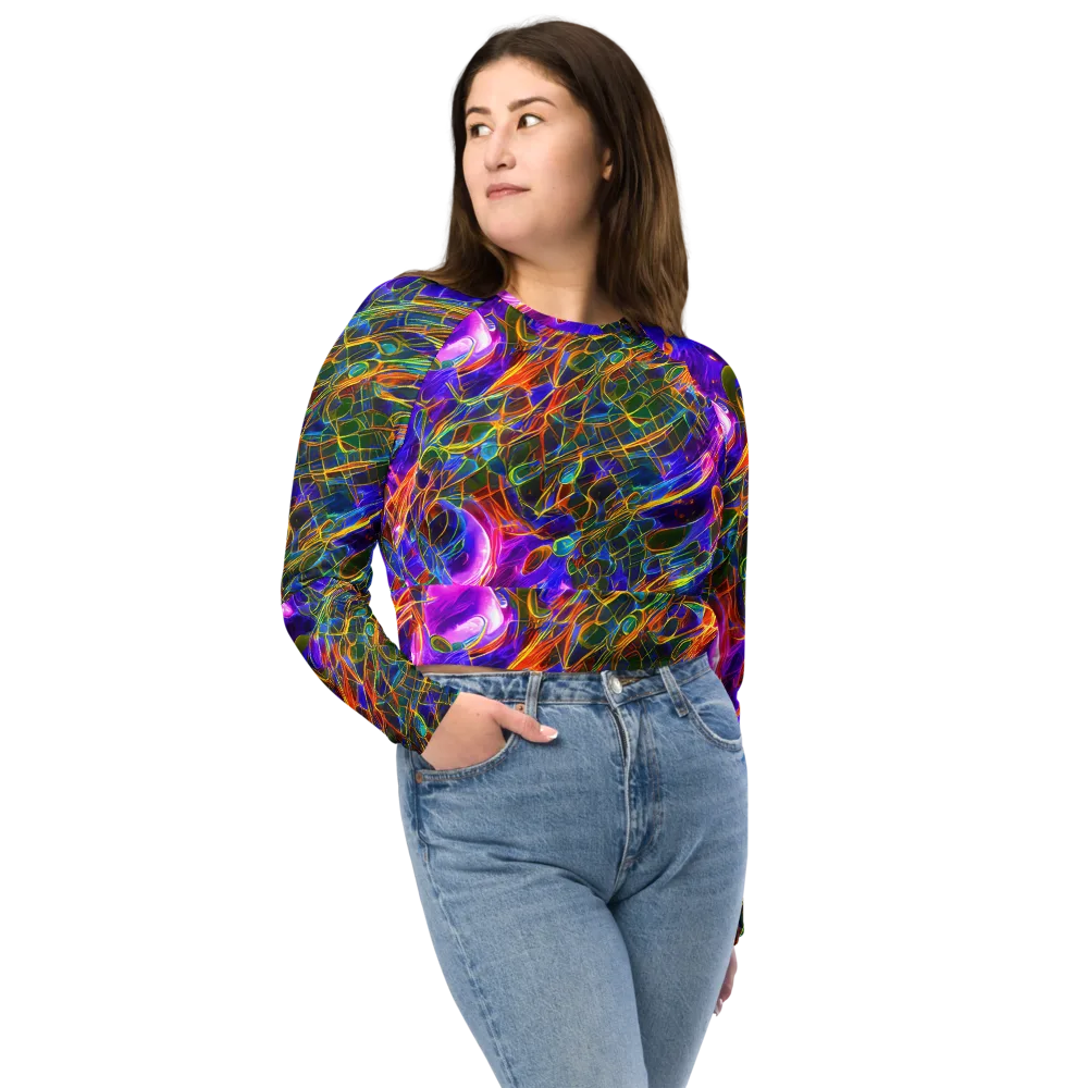 Radiant Tangent on Long Sleeve Crop Top — Front