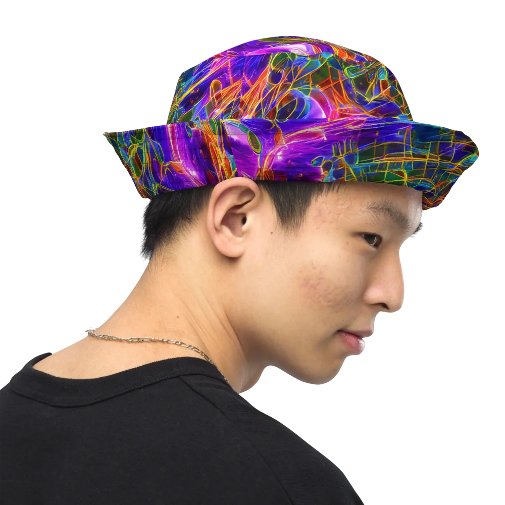 Radiant Tangent on Reversible Bucket Hat — Right Outside