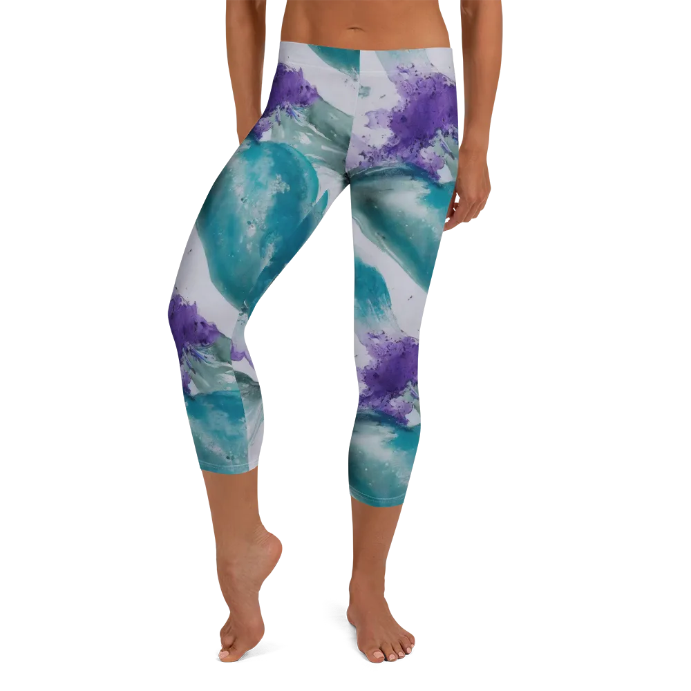 Tidal Lilac on Capri Leggings — Front