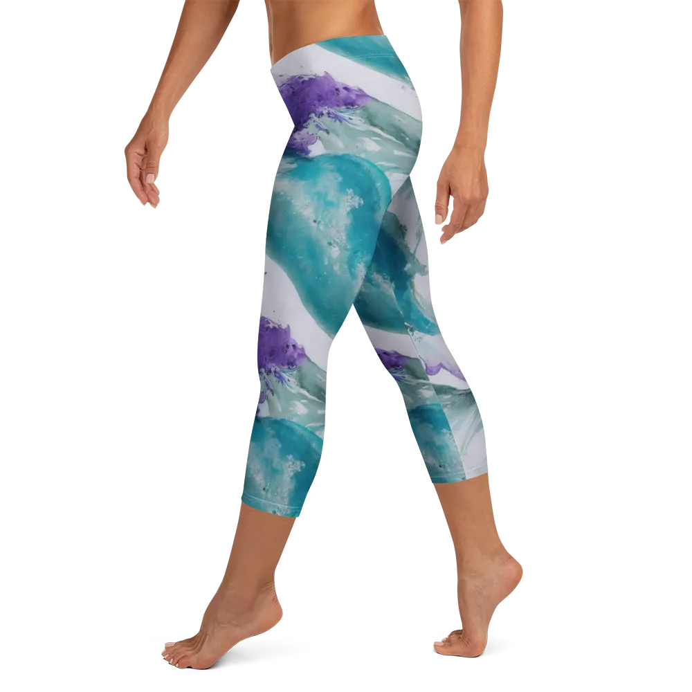Tidal Lilac on Capri Leggings — Left