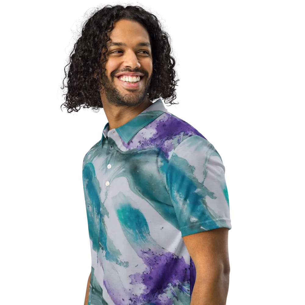 Tidal Lilac on Men's Slim Fit Polo Shirt — Left Front