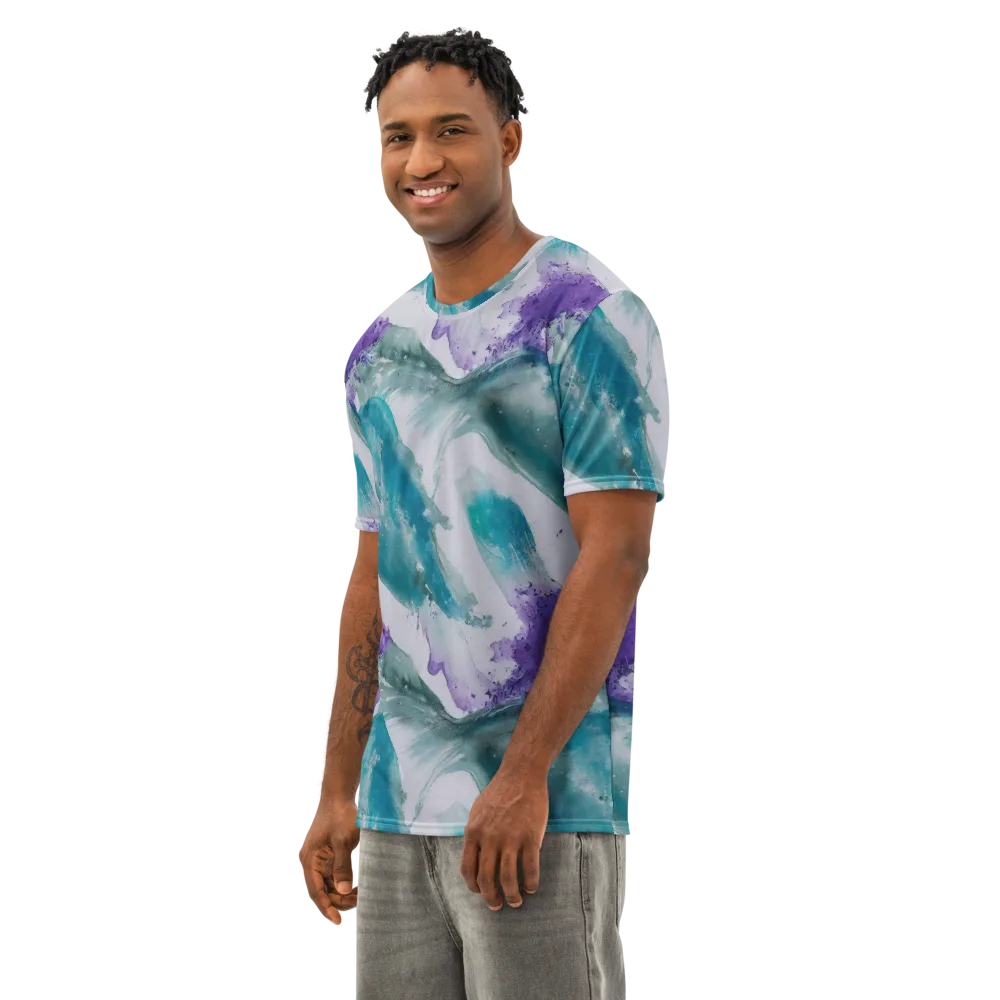 Tidal Lilac on Men's Cotton Crew Neck T-Shirt — Left Front