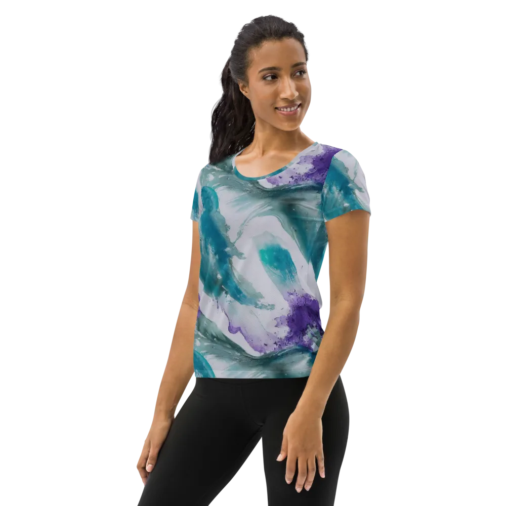 Tidal Lilac on Women's Athletic T-Shirt — Left