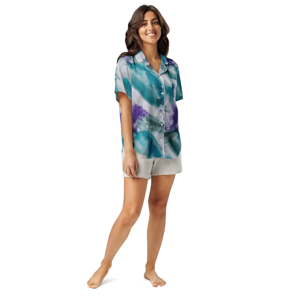 Tidal Lilac on Women's Short Sleeve Pajama Top — Front