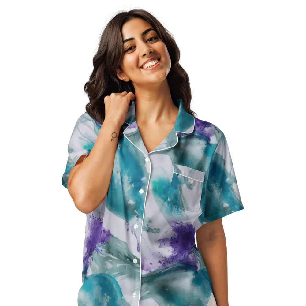 Tidal Lilac on Women's Short Sleeve Pajama Top — Front