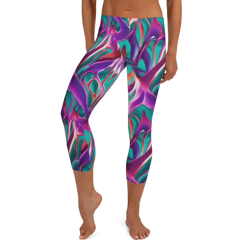 Prism Leaf on Capri Leggings — Front