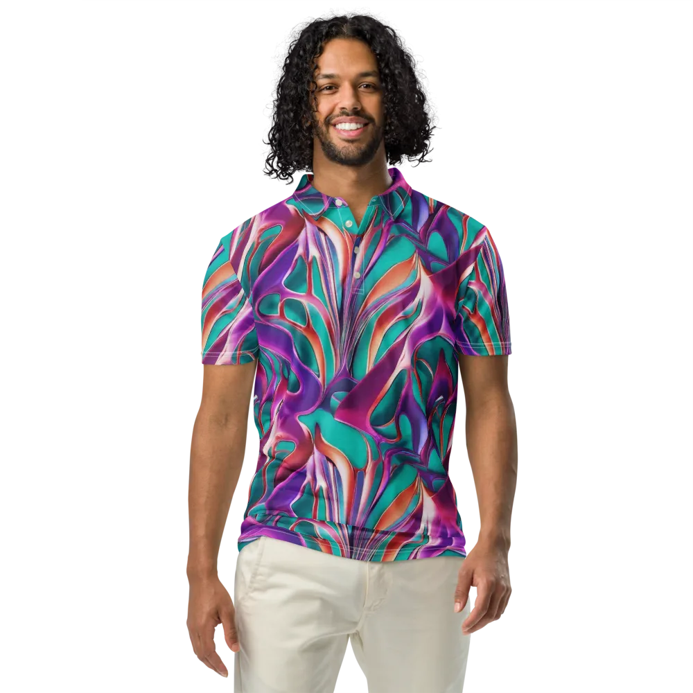 Prism Leaf on Men's Slim Fit Polo Shirt — Front
