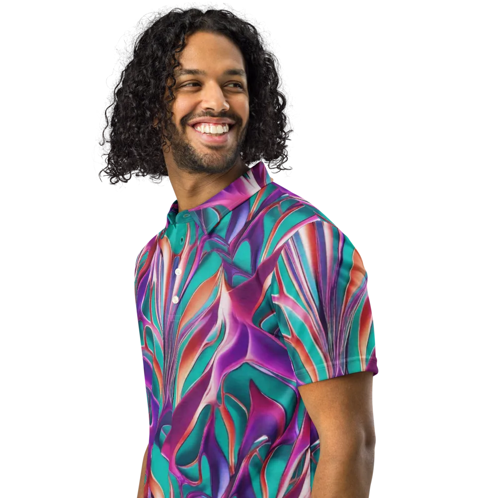 Prism Leaf on Men's Slim Fit Polo Shirt — Left Front