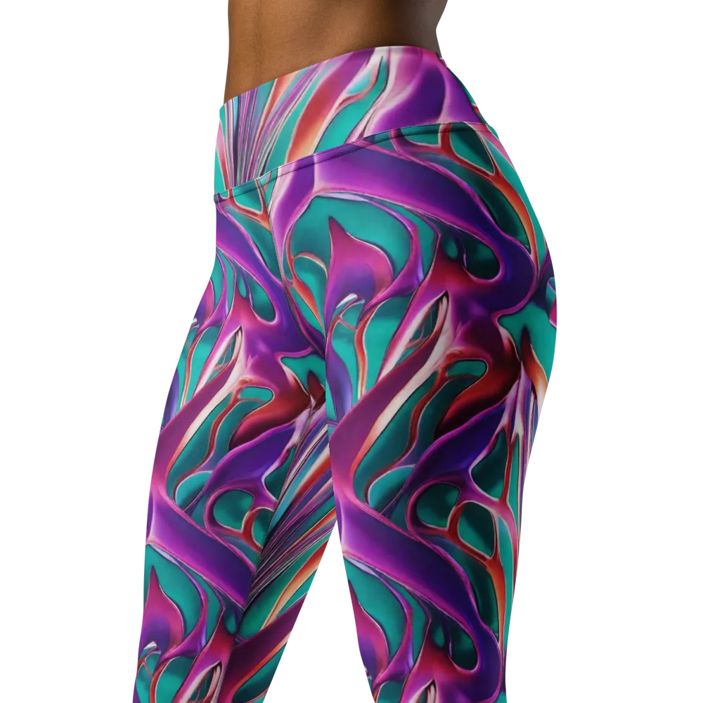 Prism Leaf on Yoga Leggings — Left Front