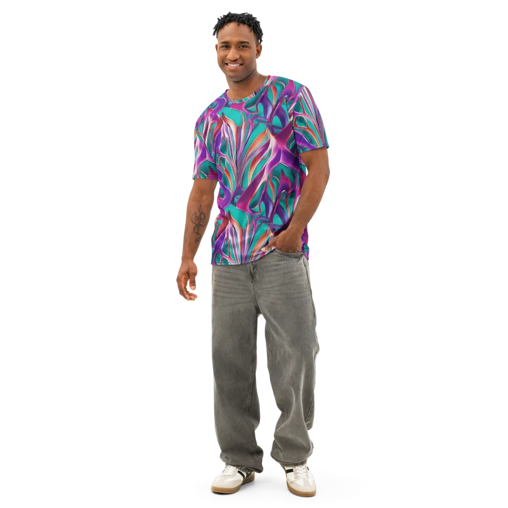 Prism Leaf on Men's Cotton Crew Neck T-Shirt — Front