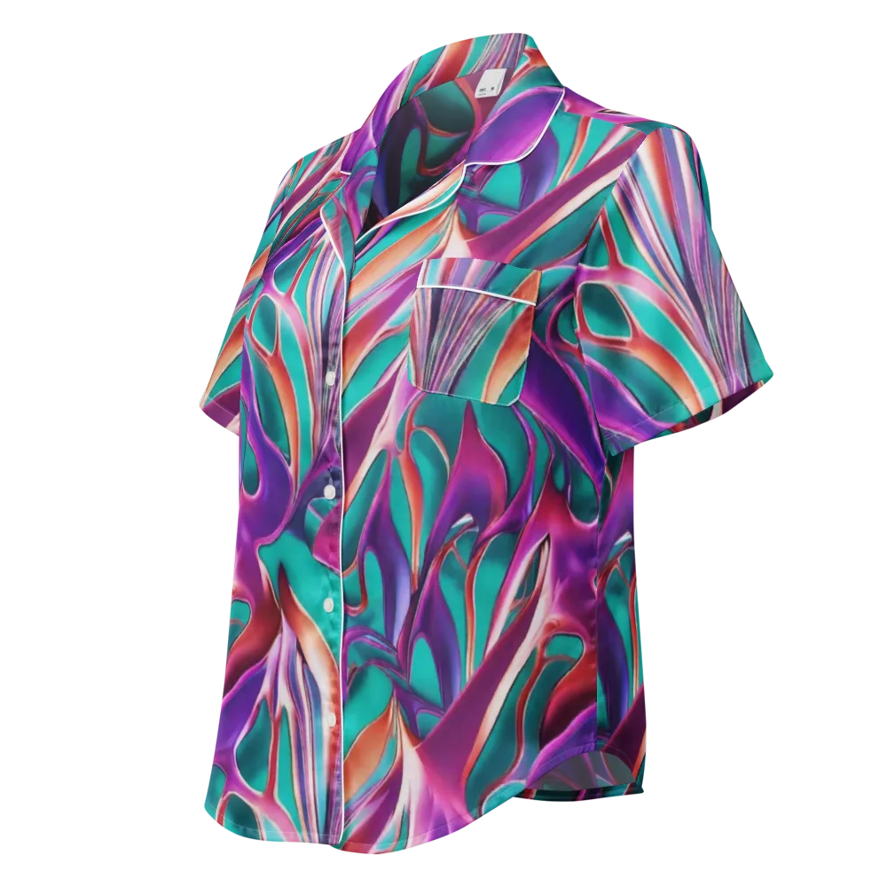 Prism Leaf on Women's Short Sleeve Pajama Top — Left Front