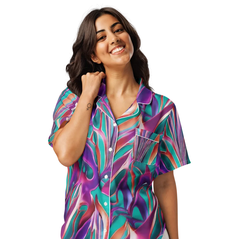 Prism Leaf on Women's Short Sleeve Pajama Top — Front
