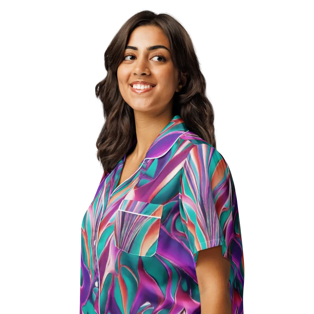 Prism Leaf on Women's Short Sleeve Pajama Top — Left Front