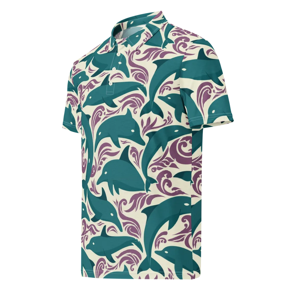 Tidal Flourish on Men's Slim Fit Polo Shirt — Left Front