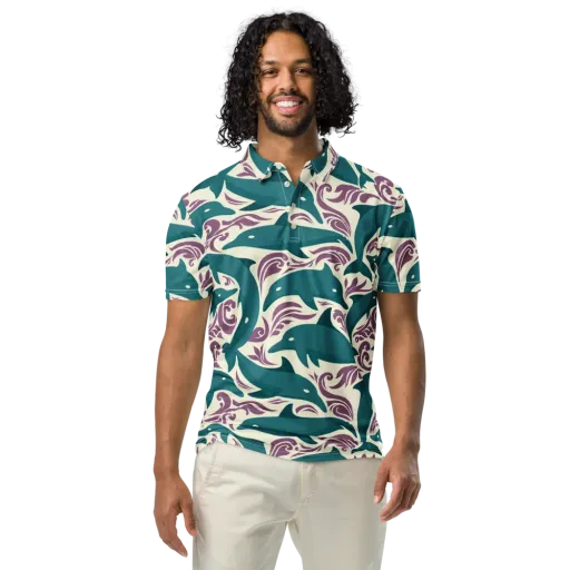 Tidal Flourish on a Men's Slim Fit Polo Shirt