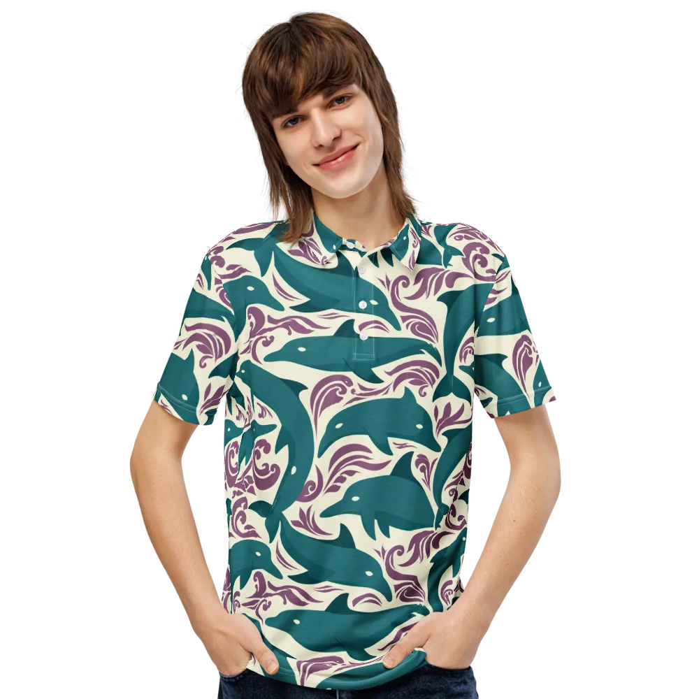 Tidal Flourish on Men's Slim Fit Polo Shirt — Front