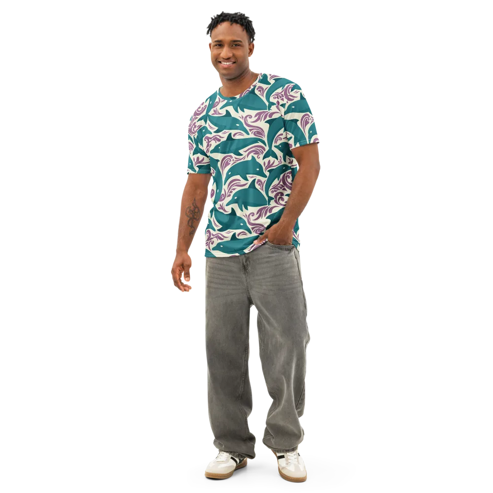 Tidal Flourish on Men's Cotton Crew Neck T-Shirt — Front