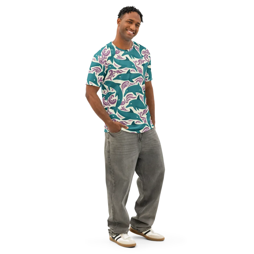 Tidal Flourish on Men's Cotton Crew Neck T-Shirt — Right Front