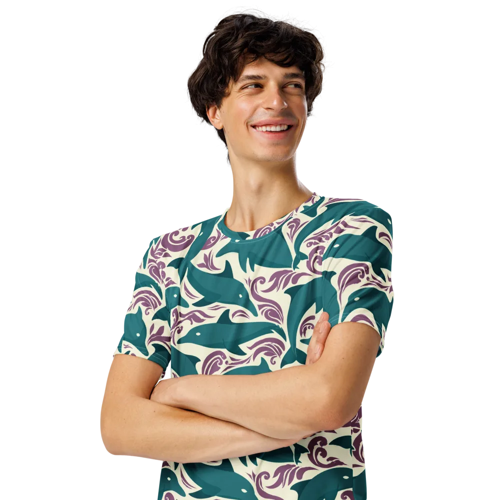 Tidal Flourish on Men's Crew Neck T-Shirt — Left Front